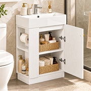 Yorbay Waschbeckenunterschrank mit Keramikbecken, Stauraum und Toilettenpapierhalter - YW032-D105 - 2 - yorbiy.com