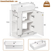 Yorbay Waschbeckenunterschrank mit Keramikbecken, Stauraum und Toilettenpapierhalter - YW032-D105 - 3 - yorbiy.com