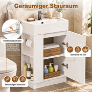 Yorbay Waschbeckenunterschrank mit Keramikbecken, Stauraum und Toilettenpapierhalter - YW032-D105 - 4 - yorbiy.com