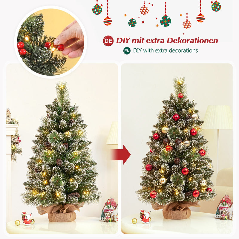 Yorbay Mini-Weihnachtsbaum mit LED-Beleuchtung und Schnee, 40 cm / 70 cm 16 - yorbiy.com