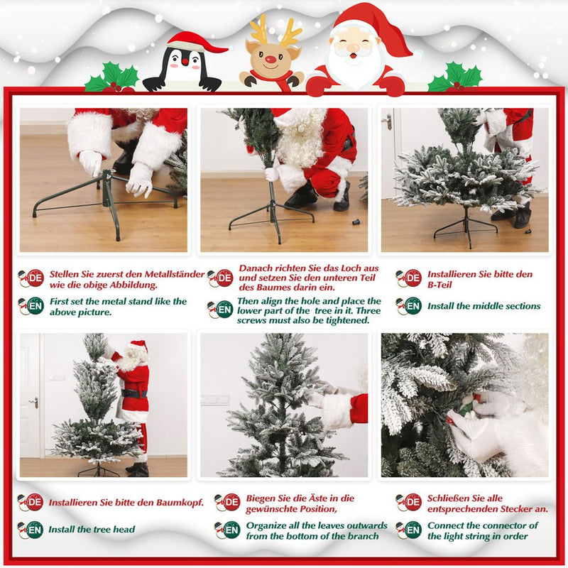 Yorbay künstlicher Weihnachtsbaum mit Schnee und warmweißen LED - O026 - 8 - yorbiy.com