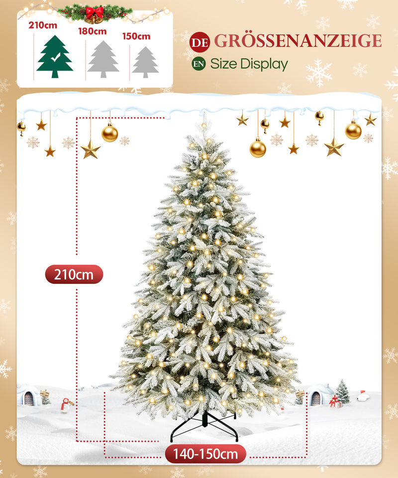 Yorbay künstlicher Weihnachtsbaum mit Schnee und warmweißen LED - Leuchten, 150 cm, 180 cm und 210 cm - O026 - 5 - yorbiy.com