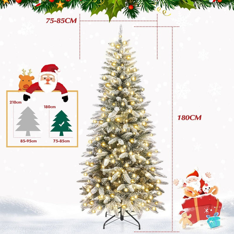Yorbay schmaler künstlicher Weihnachtsbaum mit Beleuchtung und Schnee - O024 - 7 - yorbiy.com