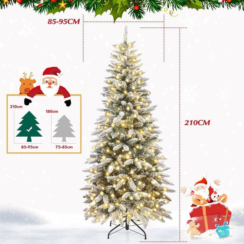 Yorbay schmaler künstlicher Weihnachtsbaum mit Beleuchtung und Schnee - O024 - 8 - yorbiy.com