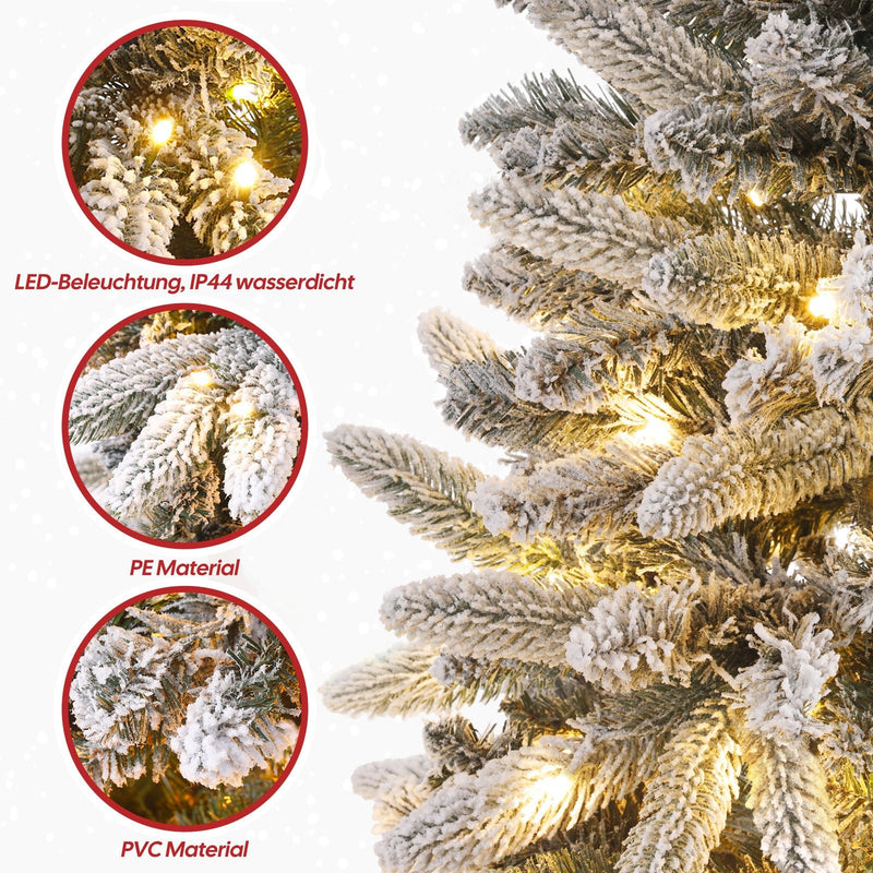 Yorbay schmaler künstlicher Weihnachtsbaum mit Beleuchtung und Schnee, 180 cm / 210 cm - O024 - 5 - yorbiy.com
