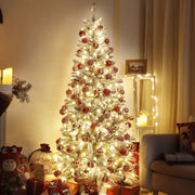 Yorbay schmaler künstlicher Weihnachtsbaum mit Beleuchtung und Schnee - O024 - 3 - yorbiy.com