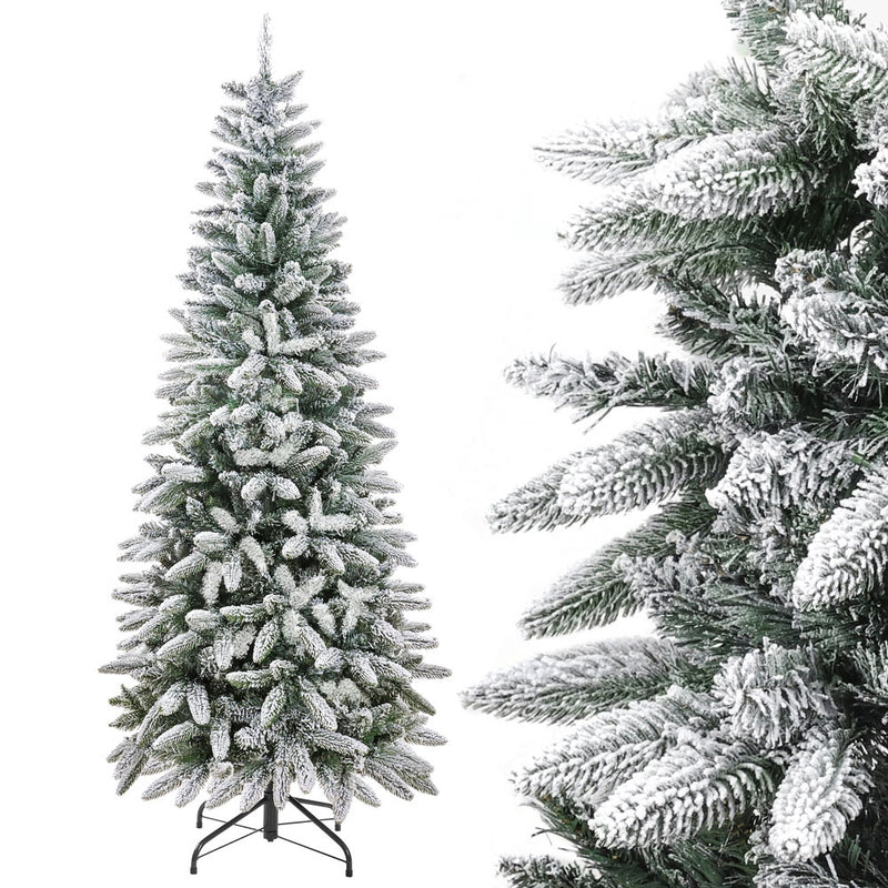 Yorbay schmaler künstlicher Weihnachtsbaum mit Beleuchtung und Schnee - O024 - 4 - yorbiy.com