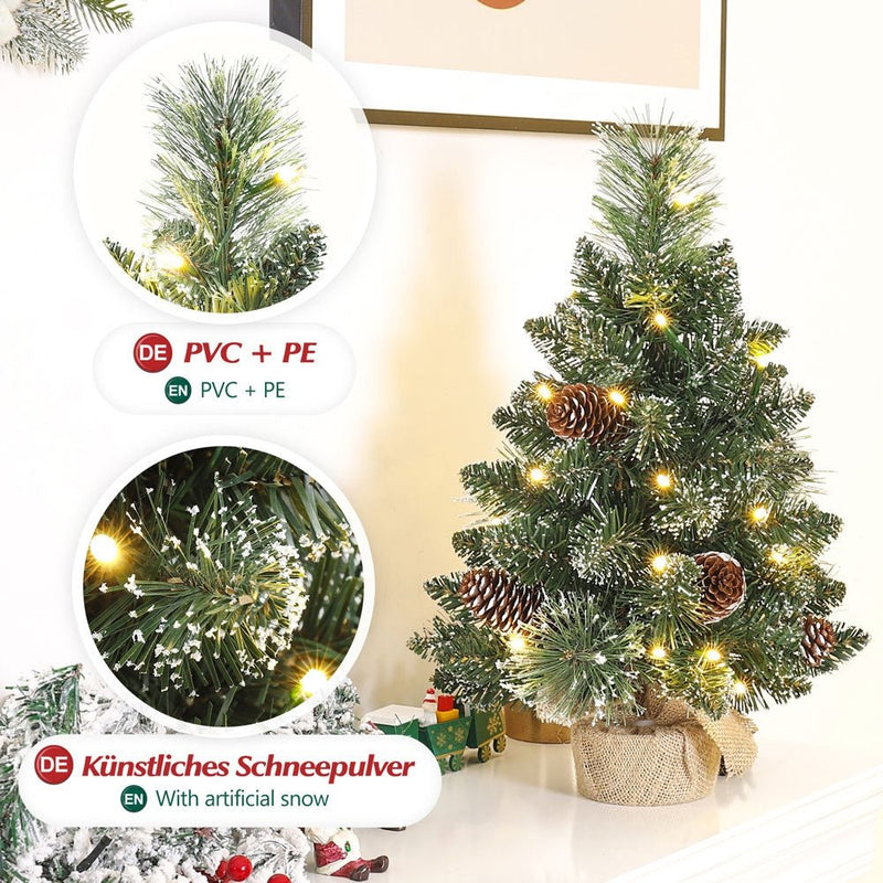 Yorbay Mini-Weihnachtsbaum mit LED-Beleuchtung und Schnee, 40 cm / 70 cm 8 - yorbiy.com