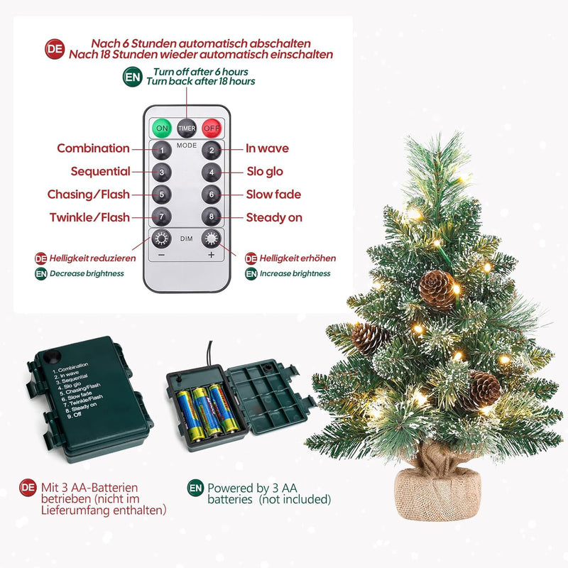 Yorbay Mini-Weihnachtsbaum mit LED-Beleuchtung und Schnee, 40 cm / 70 cm 14 - yorbiy.com