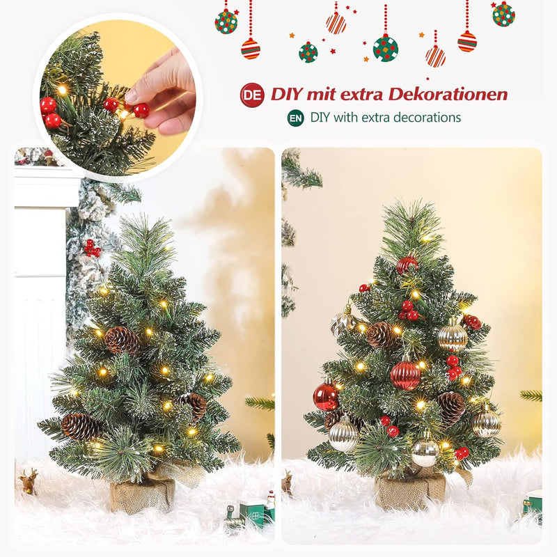 Yorbay Mini-Weihnachtsbaum mit LED-Beleuchtung und Schnee, 40 cm / 70 cm 13 - yorbiy.com