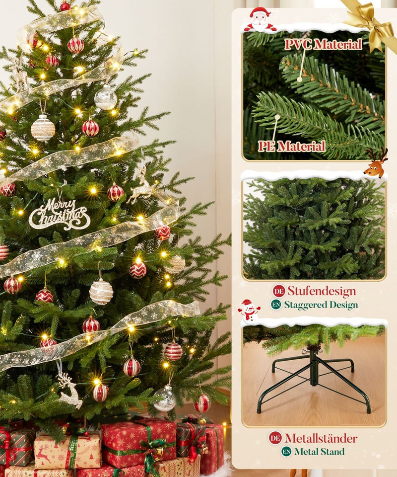 Yorbay künstlicher Weihnachtsbaum aus PE & PVC mit Eisenständer, 150 / 180 / 210 cm - O063 - 6 - yorbiy.com