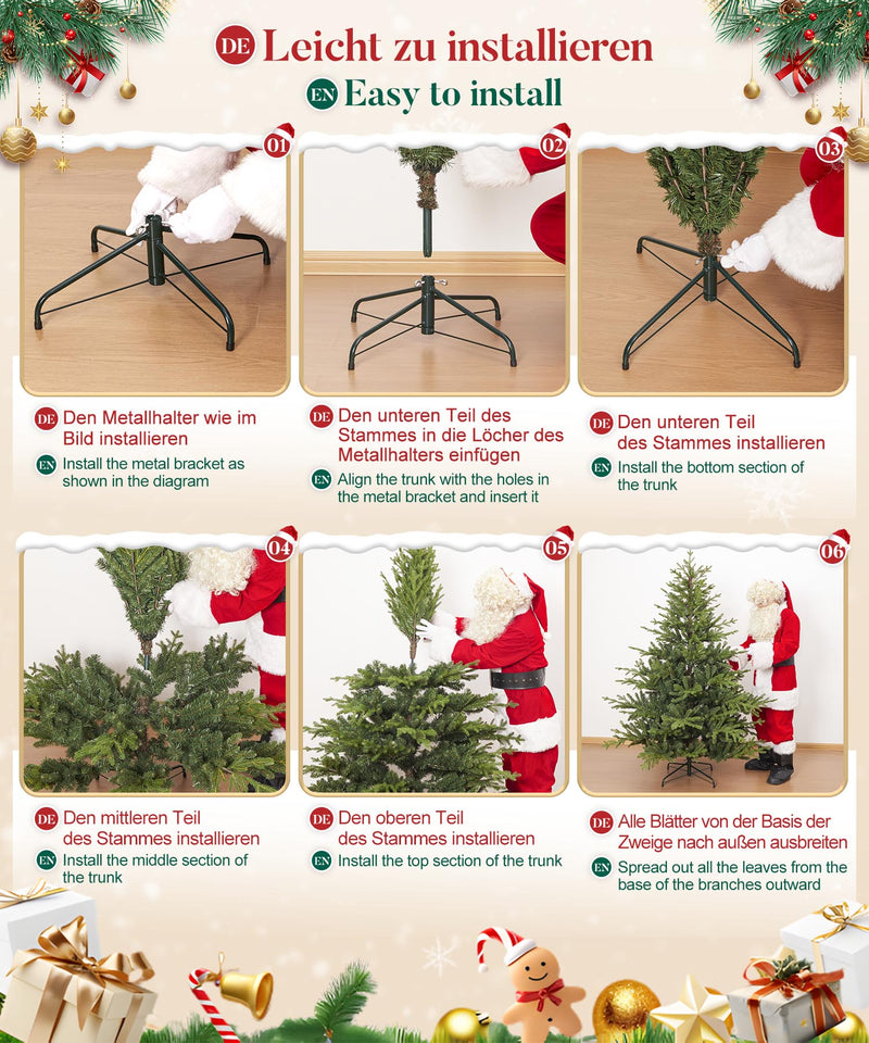 Yorbay künstlicher Weihnachtsbaum aus PE & PVC mit Eisenständer, 150 / 180 / 210 cm - O063 - 8 - yorbiy.com