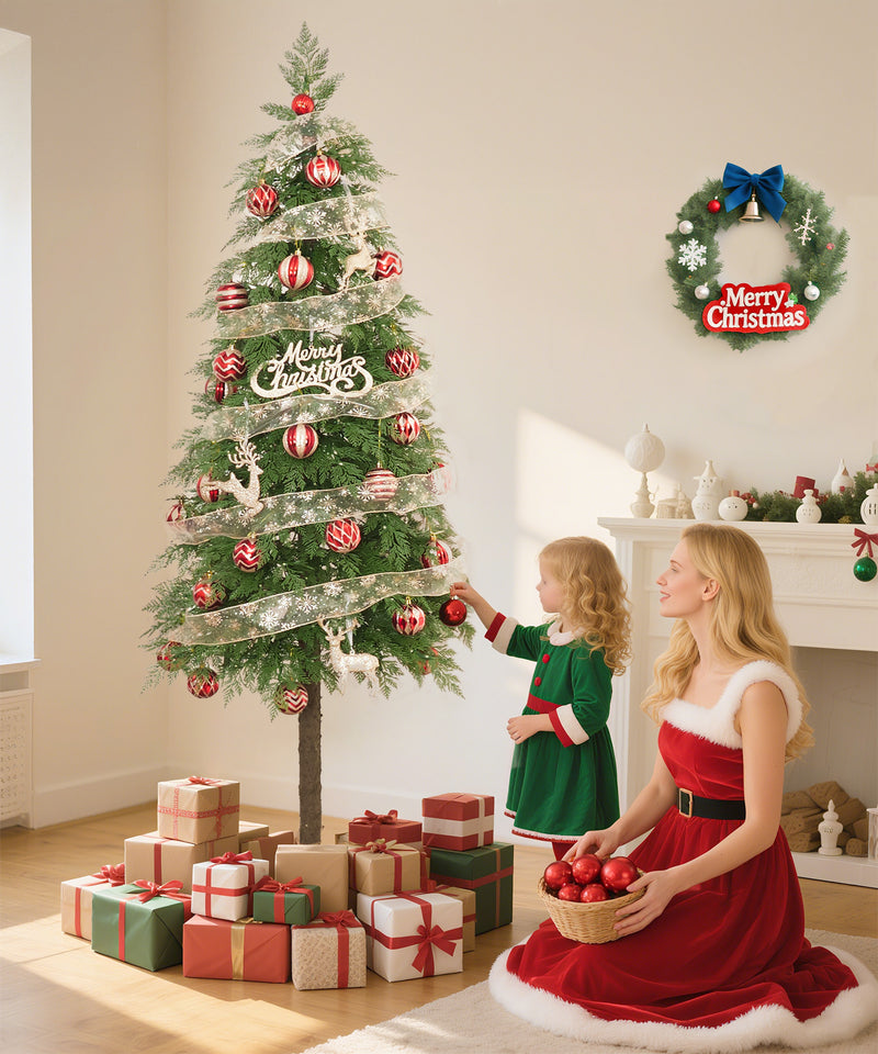 Yorbay künstlicher Weihnachtsbaum mit warmweißer Beleuchtung, flammhemmend, 180cm - O069 - 7 - yorbiy.com