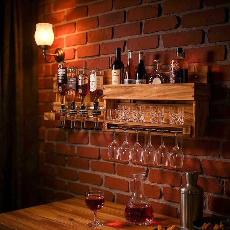 Yorbay Holz Weinregal mit Getränkespender und Flaschenhalter - D02 - 8 - yorbiy.com