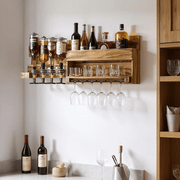Yorbay Holz Weinregal mit Getränkespender und Flaschenhalter - D02 - 2 - yorbiy.com