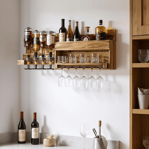 Yorbay Holz Weinregal mit Getränkespender und Flaschenhalter - D02 - 2 - yorbiy.com