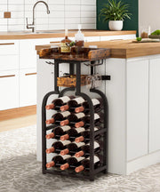Yorbay Freistehendes Weinregal für 15 Flaschen mit Glashaltern - YB048 - T046A - 9 - yorbiy.com
