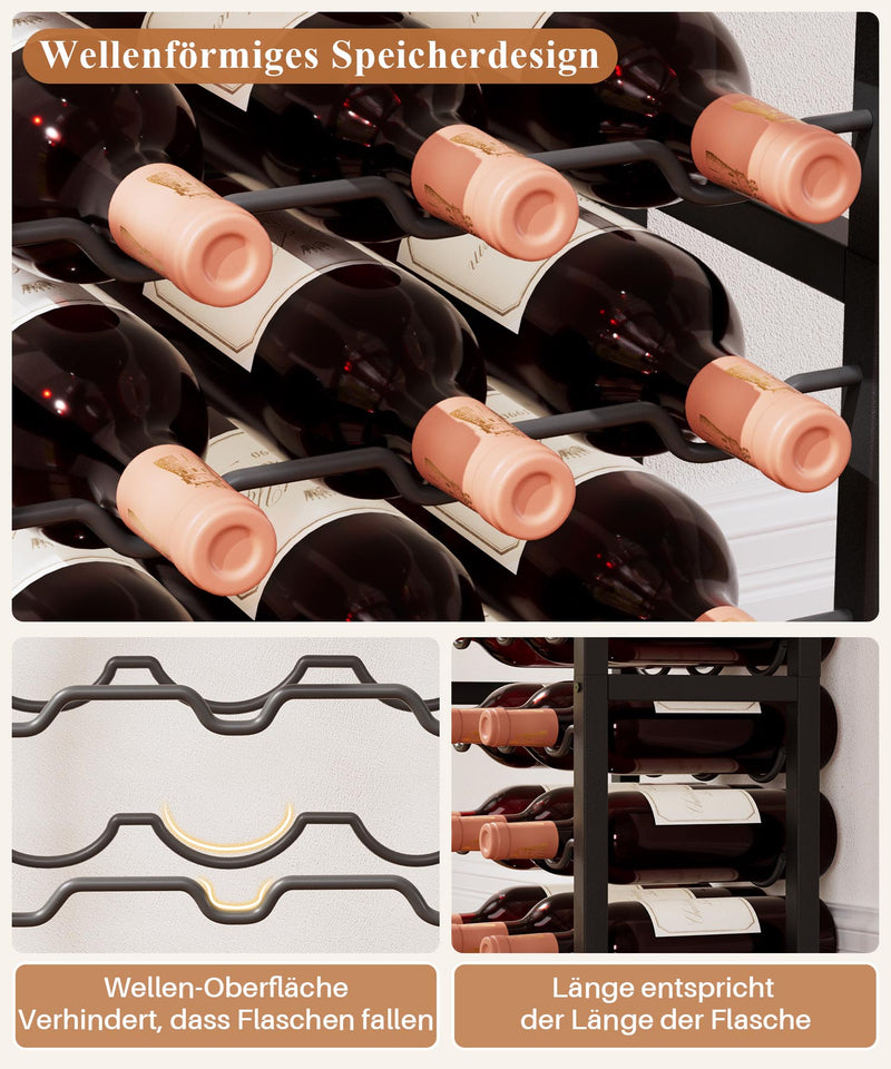 Yorbay Freistehendes Weinregal für 15 Flaschen mit Glashaltern - YB048 - T046A - 4 - yorbiy.com
