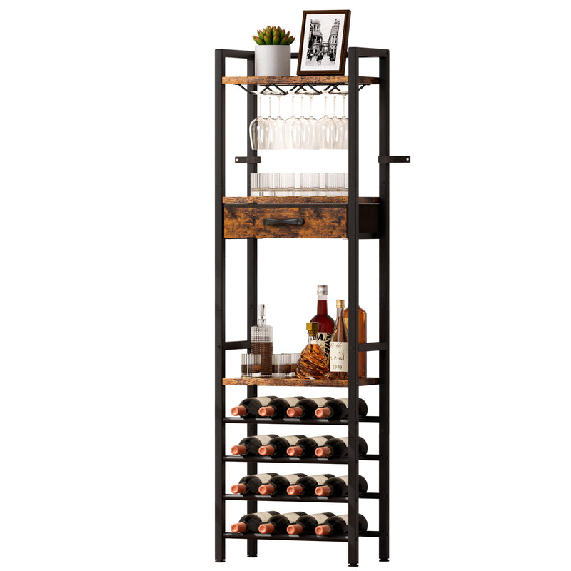 Yorbay Freistehendes Weinregal für 16 Flaschen und 9 Weingläser - YB048-T047A - 9 - yorbiy.com