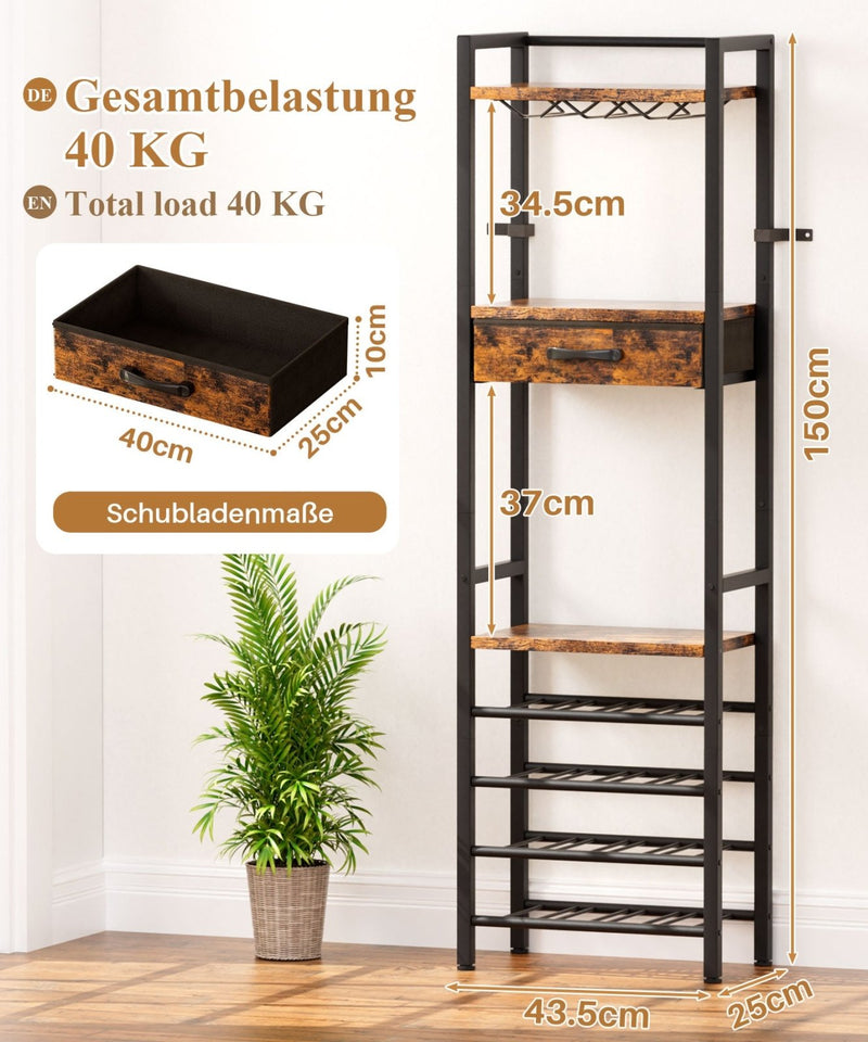 Yorbay Freistehendes Weinregal für 16 Flaschen und 9 Weingläser - YB048-T047A - 3 - yorbiy.com