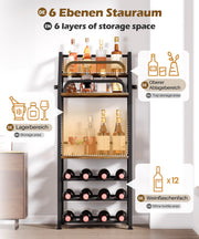 Yorbay Weinregal mit 6 Ebenen für 12 Flaschen, 42 x 29 x 102 cm - YB085 - T069 - 4 - yorbiy.com