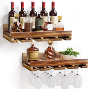 Yorbay Wand - Weinregal 2er Set aus Kiefernholz mit Ablage & Weinglashalter - YB086 - D043 - 1 - yorbiy.com