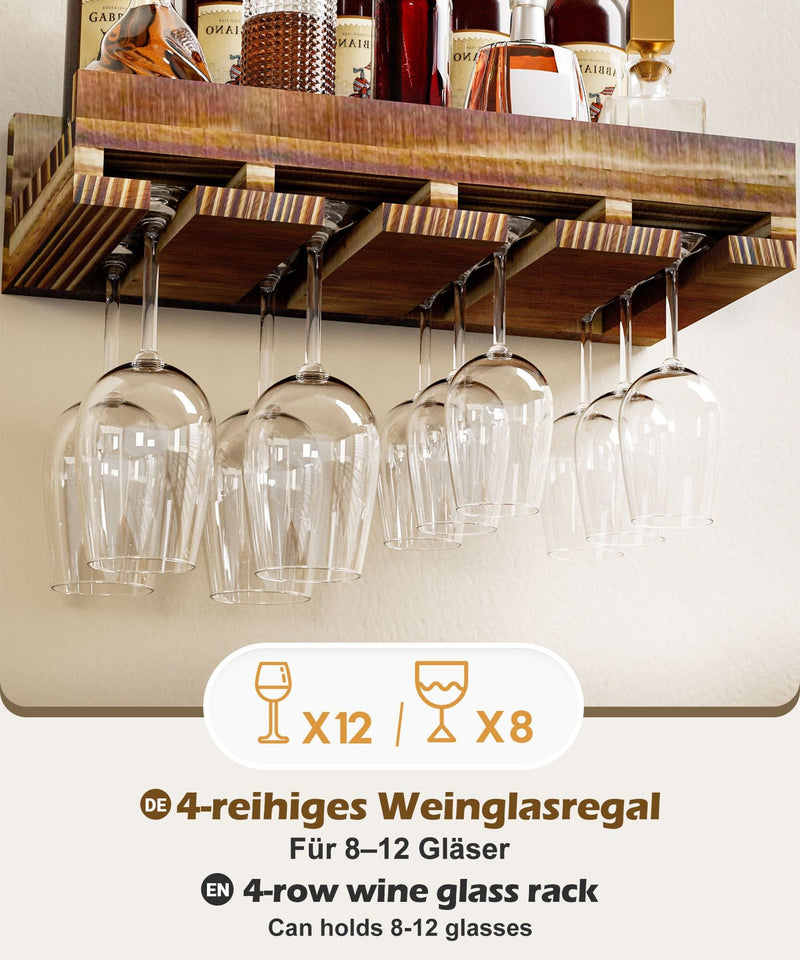 Yorbay Wand - Weinregal 2er Set aus Kiefernholz mit Ablage & Weinglashalter - YB086 - D043 - 6 - yorbiy.com