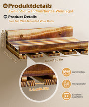 Yorbay Wand - Weinregal 2er Set aus Kiefernholz mit Ablage & Weinglashalter - YB086 - D043 - 3 - yorbiy.com