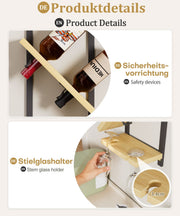 Yorbay Wand - Weinregal für 4 Flaschen und 4 Gläser - YB124-D063 - 6 - yorbiy.com