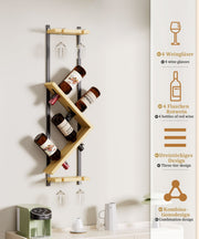 Yorbay Wand - Weinregal für 4 Flaschen und 4 Gläser - YB124-D063 - 7 - yorbiy.com