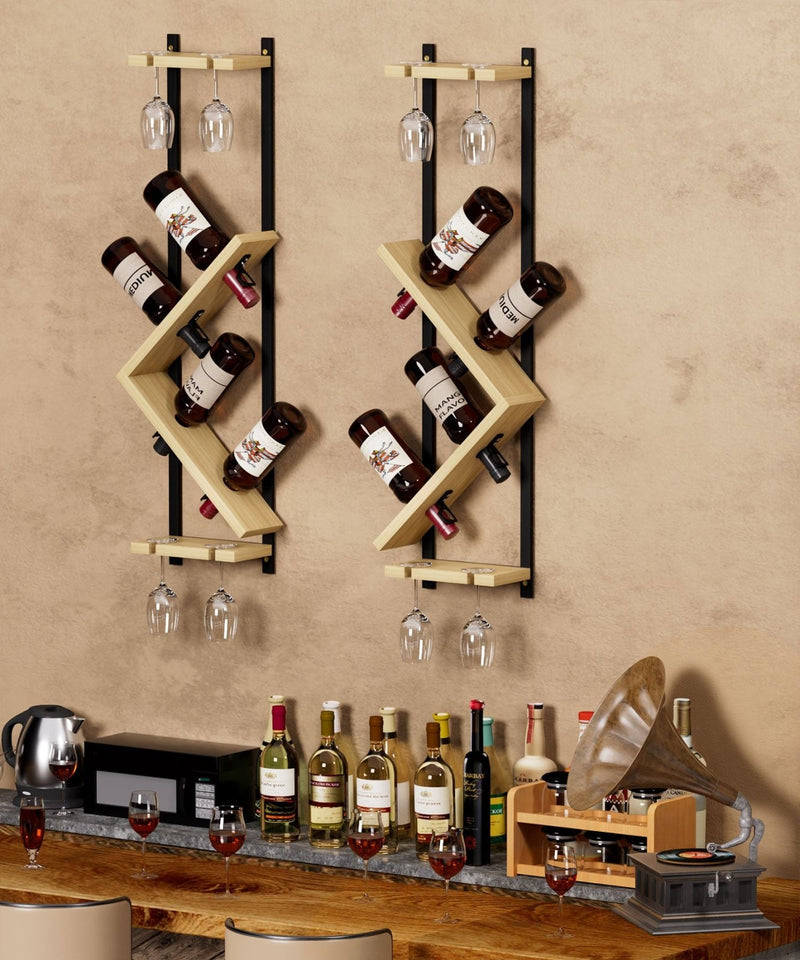 Yorbay Wand - Weinregal für 4 Flaschen und 4 Gläser - YB124-D063x2 - 8 - yorbiy.com