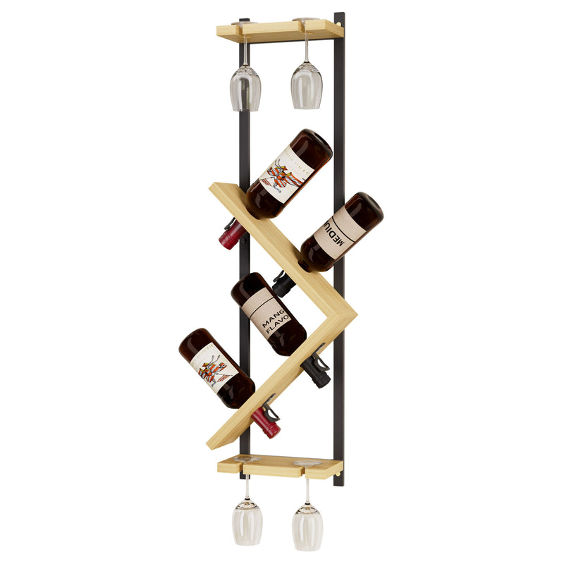 Yorbay Wand - Weinregal für 4 Flaschen und 4 Gläser - YB124-D063 - 1 - yorbiy.com