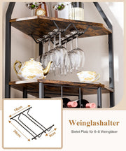 Yorbay Eck - Weinregal 5 Ebenen mit Flaschenhalter & Glasaufhängung - YS026-T108 - 4 - yorbiy.com