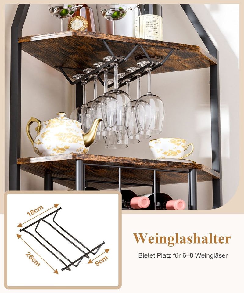Yorbay Eck - Weinregal 5 Ebenen mit Flaschenhalter & Glasaufhängung - YS026-T108 - 4 - yorbiy.com
