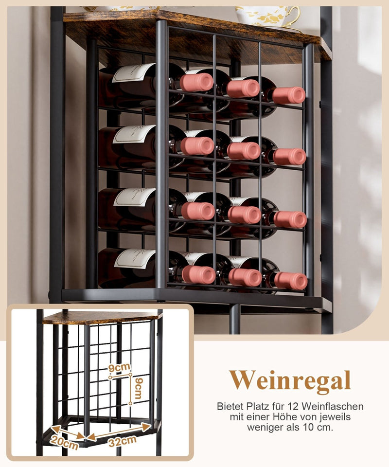 Yorbay Eck - Weinregal 5 Ebenen mit Flaschenhalter & Glasaufhängung - YS026-T108 - 5 - yorbiy.com