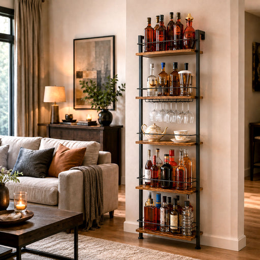 Yorbay 5-stufiges Wand- & Stand-Weinregal mit LED - YS033-T115 - 2 - yorbiy.com