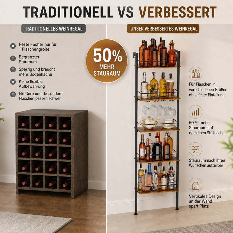 Yorbay 5-stufiges Wand- & Stand-Weinregal mit LED - YS033-T115 - 6 - yorbiy.com