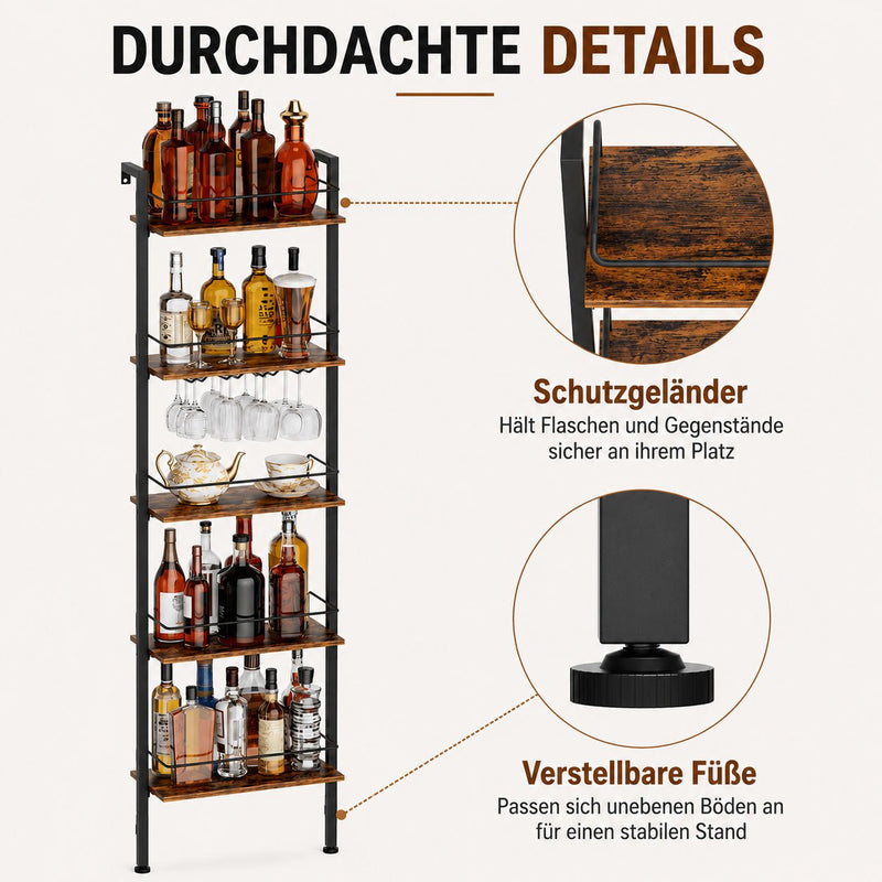 Yorbay 5-stufiges Wand- & Stand-Weinregal mit LED - YS033-T115 - 7 - yorbiy.com