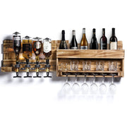 Yorbay Holz Weinregal zur Wandmontage mit 4 Getränkespender und Flaschenhalter - D02 - 1 - yorbiy.com