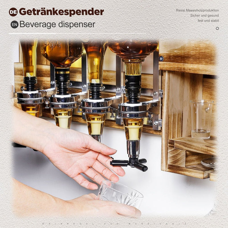 Yorbay Holz Weinregal zur Wandmontage mit 4 Getränkespender und Flaschenhalter - D02 - 6 - yorbiy.com