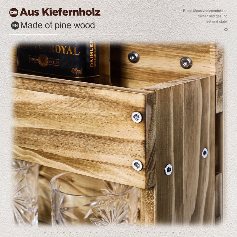 Yorbay Holz Weinregal zur Wandmontage mit 4 Getränkespender und Flaschenhalter - D02 - 7 - yorbiy.com