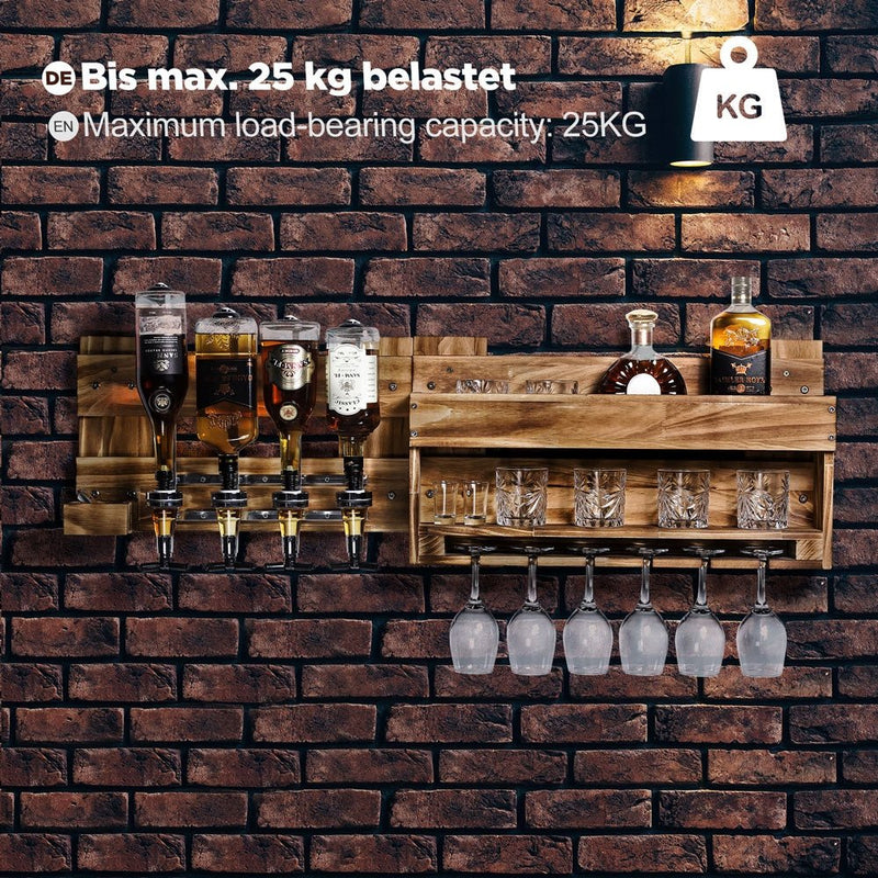 Yorbay Holz Weinregal zur Wandmontage mit 4 Getränkespender und Flaschenhalter - D02 - 5 - yorbiy.com