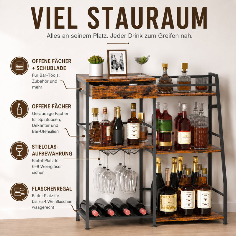 Yorbay Weinregal mit Schublade & Glashalter - YS037-T124 - 5 - yorbiy.com