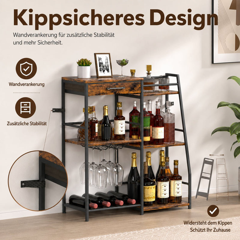Yorbay Weinregal mit Schublade & Glashalter - YS037-T124 - 6 - yorbiy.com