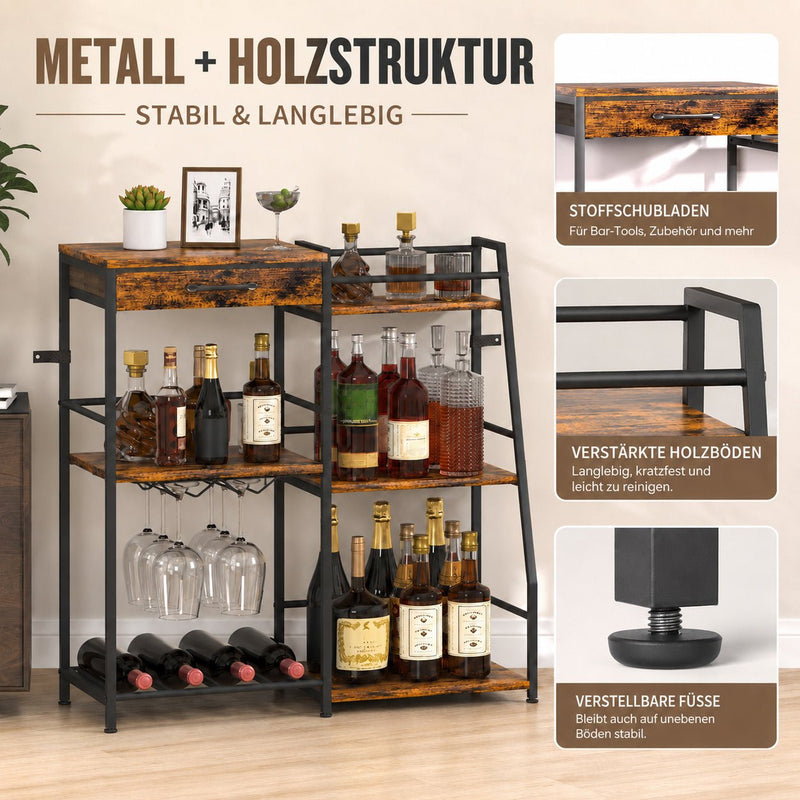 Yorbay Weinregal mit Schublade & Glashalter - YS037-T124 - 8 - yorbiy.com