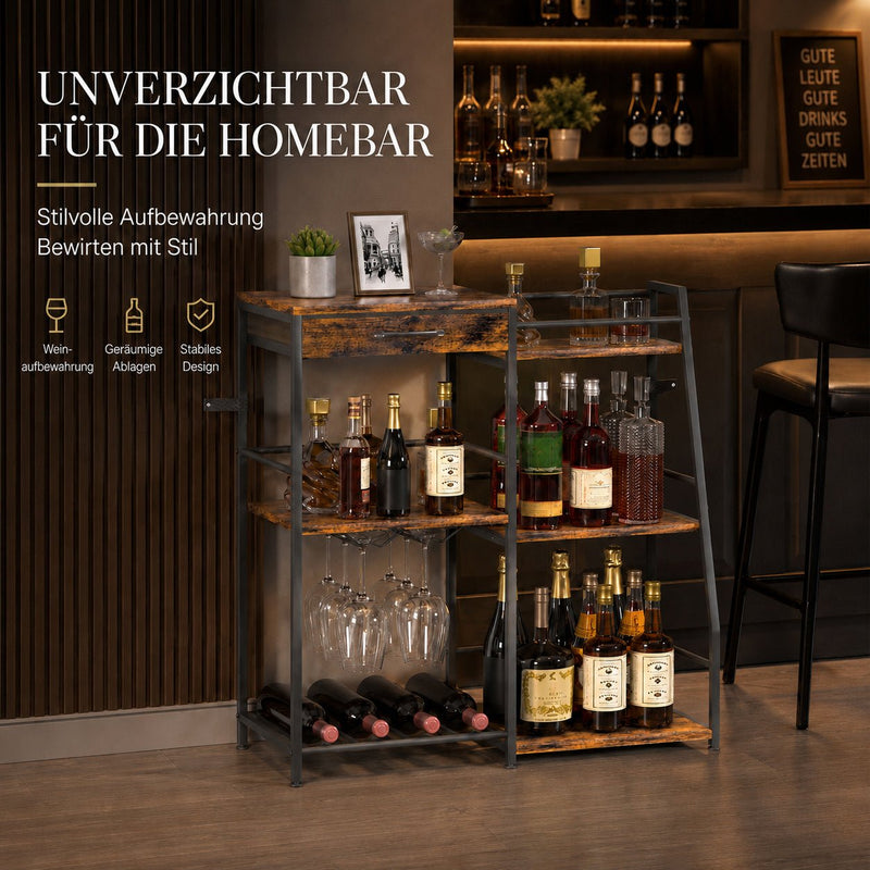 Yorbay Weinregal mit Schublade & Glashalter - YS037-T124 - 9 - yorbiy.com