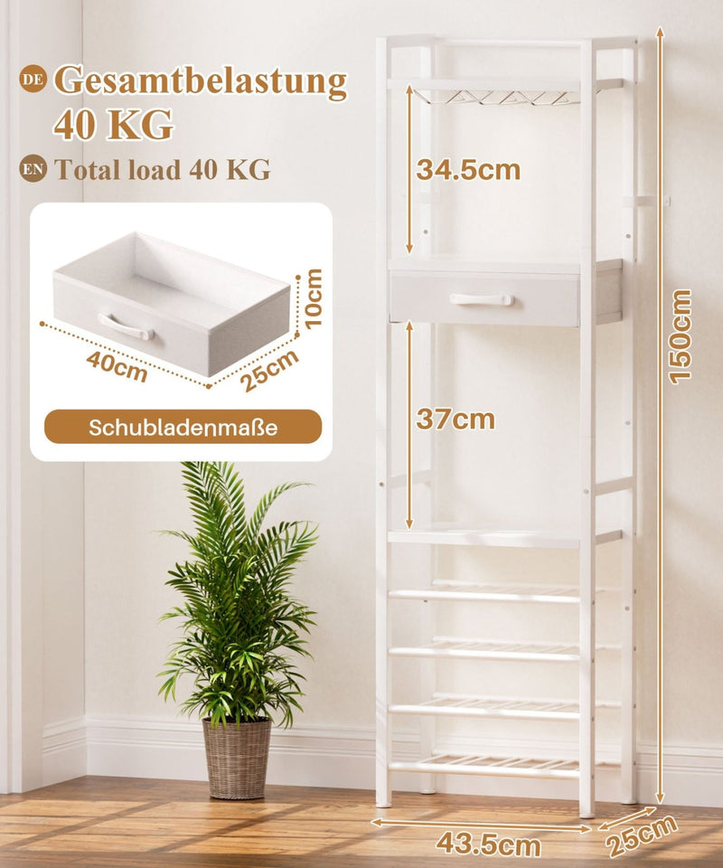 Yorbay Freistehendes Weinregal für 16 Flaschen und 9 Weingläser - YB048-T047A - 12 - yorbiy.com