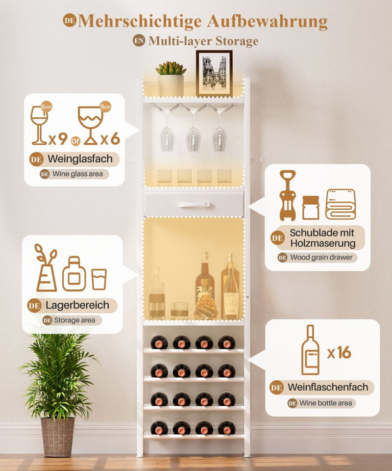 Yorbay Freistehendes Weinregal für 16 Flaschen und 9 Weingläser - YB048-T047A - 13 - yorbiy.com