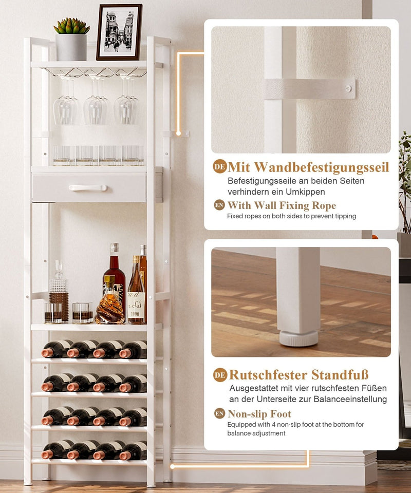 Yorbay Freistehendes Weinregal für 16 Flaschen und 9 Weingläser - YB048-T047A - 15 - yorbiy.com