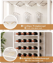 Yorbay Freistehendes Weinregal für 16 Flaschen und 9 Weingläser - YB048-T047A - 16 - yorbiy.com